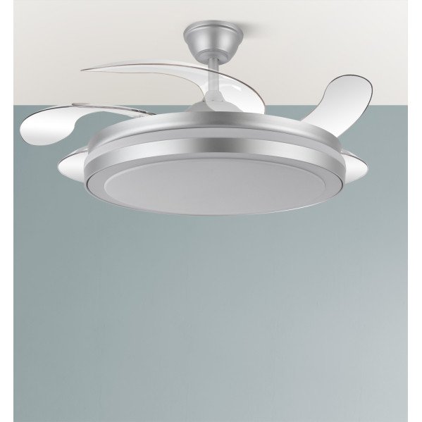 Ventilador Dc Esparta Maxi 80w 10255lm Plata 132d 5asp 3000-4000-6000k Remoto+temporizador+memoria