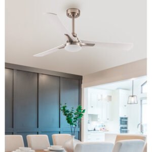 Ventilador 22w Dc Coro Niquel 3asp Blanco/haya 6Velocidades 3colores 2180lm 132d C/remoto, Memoria y Temporizador