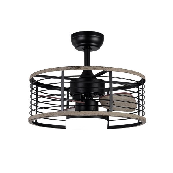 Ventilador Dc 24w Pella Negro/Madera 3 Aspas 50d 2540lm 6 Velocidades 3000-4000-6000k C/remoto, Memoria Y Temporizador