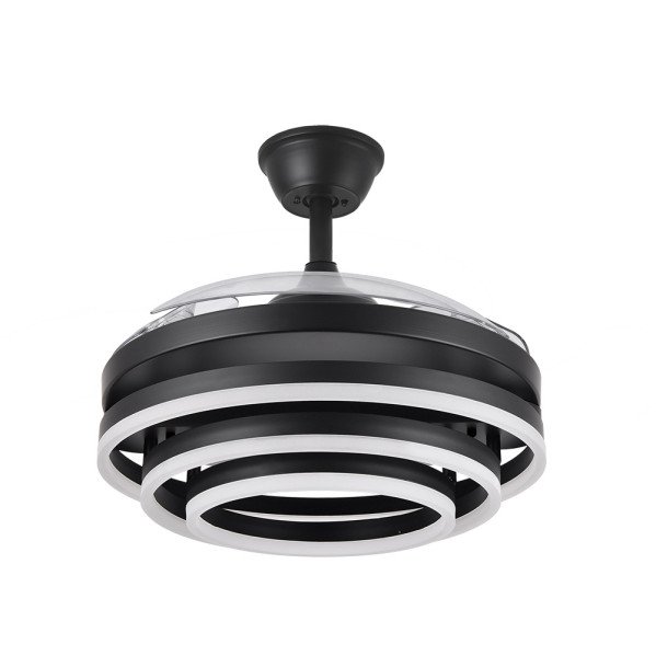 Ventilador 72w Dc Kai Negro 3 Aspas Transp. 6Vel. 3 Colores 43/58x50/107 C/remoto,reg.intensidad,memoria Y temp. 6120lm