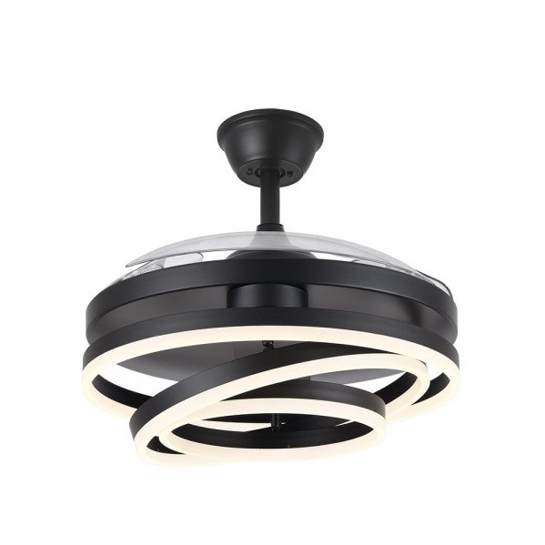Ventilador 72w Dc Kai Negro 3 Aspas Transp. 6Vel. 3 Colores 43/58x50/107 C/remoto,reg.intensidad,memoria Y temp. 6120lm