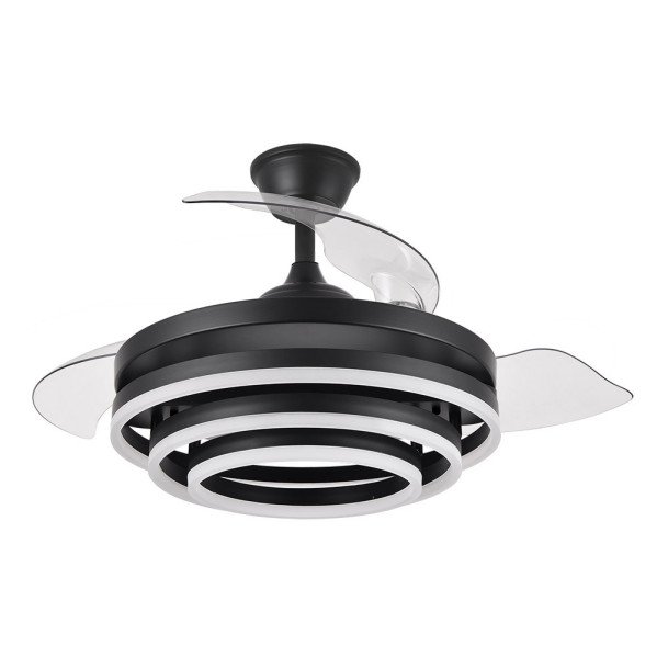Ventilador 72w Dc Kai Negro 3 Aspas Transp. 6Vel. 3 Colores 43/58x50/107 C/remoto,reg.intensidad,memoria Y temp. 6120lm