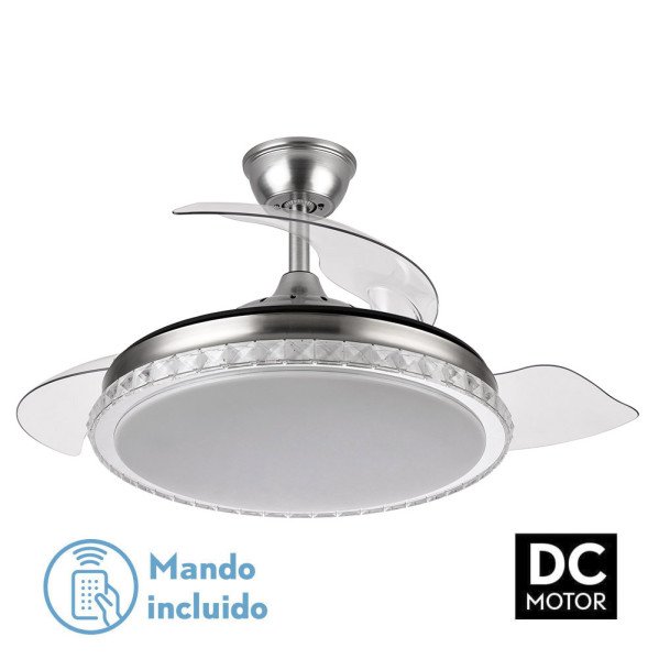 Ventilador Biliku 59w 6980lm Niquel 3asp.desp.107d 3000-4000-6000k Remoto, Reg.intensidad, Memoria Y Temporizador