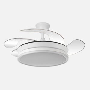 Ventilador Dc Bayomo Blanco 59w 6980lm 91d 4asp.desplegables 3000-4000-6000k Remoto, Regulable Intensidad, Temporizador, Memoria