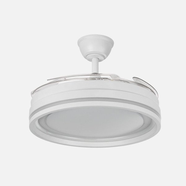 Ventilador Dc Cerrato Blanco 59w 4aspas Desplegables 107d 6980lm 6vel 3000k,4000k,6000k, Remoto+reg.intens.+temporizador+memoria
