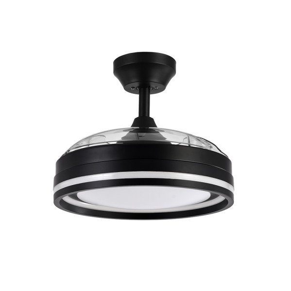 Ventilador Dc Cerrato Negro 72w 3aspas Desplegables 107d 7200lm 6vel 3000k,4000k,6000k, Remoto+temporizador+memoria
