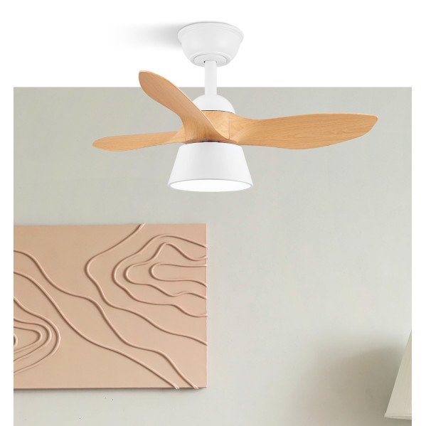 Ventilador Dc Cubico 36w 2680lm Blan/haya 3asp 82d 3000k,4500k,6000k,remoto+tempor+memoria