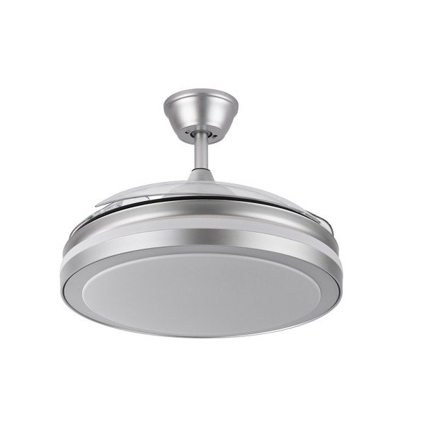 Ventilador Dc Esparta Plus 59w 6980lm Plata 107d 3aspas Desp.3000-4000-6000k Remoto+ reg.intensidad+Temporizador+ Memoria