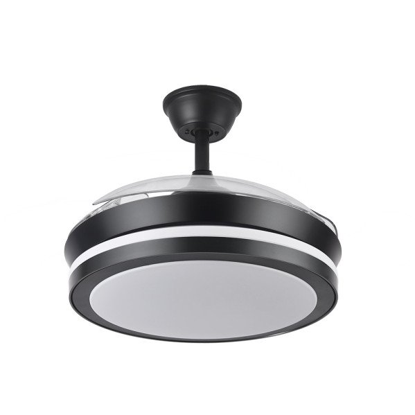 Ventilador Dc Esparta Negro Mini 59w 6980lm 91d 3asp.d Esp.3000-4000-6000k Remoto+tempor+memori