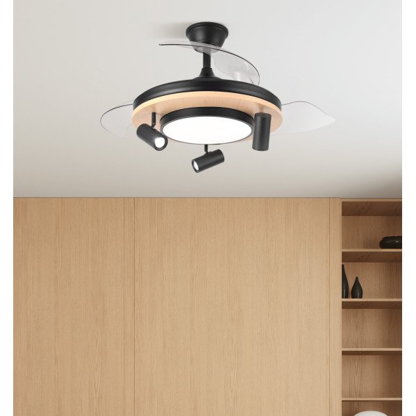 Ventilador Dc Gladiator 37+15w Negro/madera 3asp.107d 3980lm 3000-4500-6500k 2encendidos Indep.Remoto+memoria+temporiz.