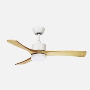 Ventilador Dc Hellin 18w Blanco/haya 3aspas 6vel 106d 2250l m3000-4500-6500k Remoto+memoria+temporizador