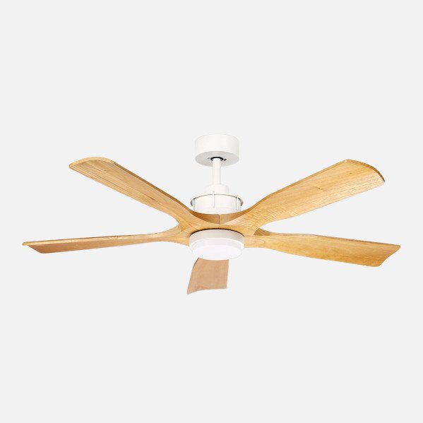 Ventilador Dc Letur 18w Blanco/haya 5aspas 6vel 132d 2250lm 3000-4500-6500k Remoto+memoria+temporizador