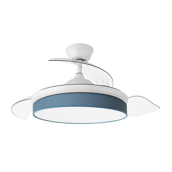 Ventilador Dc Moda 72w Blanco/azul 108d 3aspas 7200lm 3000k,4000k,6000k Remoto+memoria+temporizador