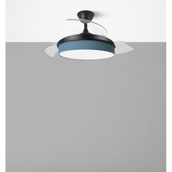 Ventilador Dc Moda 72w Negro/azul 91d 3aspas 7200lm 3000-4000-6000k Remoto+ Memoria+ Temporizador