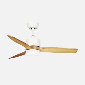 Ventilador Dc Montiel 18w Blanco/haya 3aspas 6vel 106d 2250lm 3000-4500-6500k Remoto+memoria+temporizador