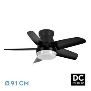 Ventilador Dc Neutron 24w 2400lm Negro 5 Aspas 91d 3000k,4500k,6000k, Remoto+temporizador+memoria