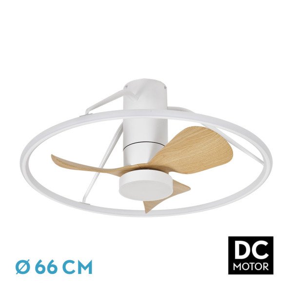 Ventilador Dc Oporto 46w Blan/haya 3asp.66d 4600lm 3000-4000-6500k 6vel Remot,tempo,3int.rg