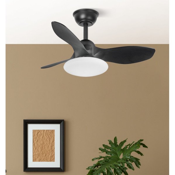 Ventilador Dc Paramo 36w 2880lm Negro 3 Aspas 82d 3000k,4500k,6000k,remoto+tempor+memoria