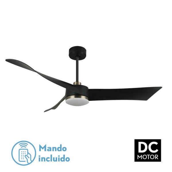 Ventilador Dc Tempel 26w Negro/cuero 3 Aspas 132d 6vel. 3000k, 4000k, 6500k 2950lm C/remoto, Memoria Y Temporizador