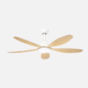 Ventilador Dc Tobarra 18w Blanco/haya 5aspas 6vel.132d 2250lm 3000-4500-6500k Remoto+memoria+temporizador