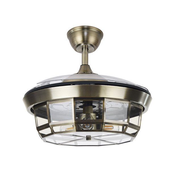 Ventilador Dc Tornado Mini Cuero 3xe27 91d 3aspas Desplegables 6velocidades C/remoto Y Temporizador