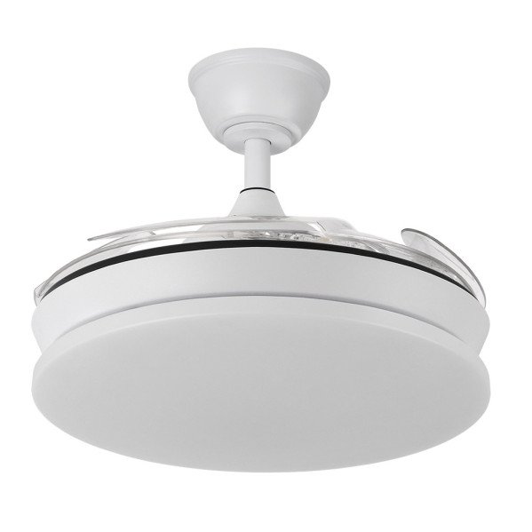 Ventilador Dc Tridente Mini 59w Blanco 4aspas Desp. 91d 6980lm Reg.intensidad Remoto+temporizador+memoria 3000-4000-6000k