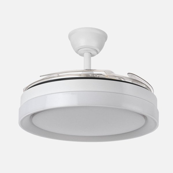 Ventilador Dc Zenit Blanco 59w 4aspas desplegables 107d 6980lm 6vel 3000k,4000k,6000k Remoto+reg.intens.+temporizador+memoria