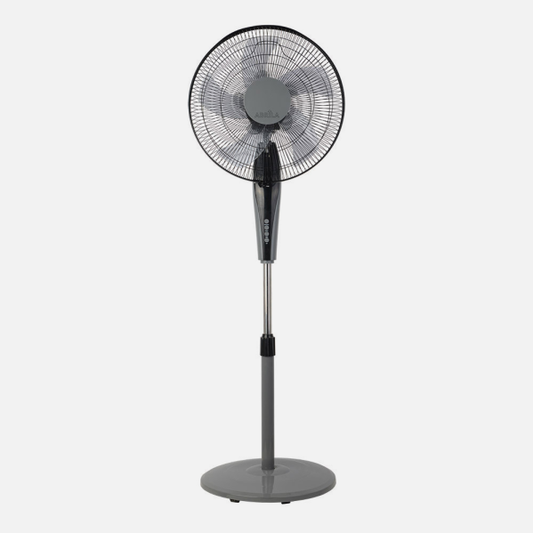 Ventilador De Pie Borlon Negro/gris 3 Vel.55w 5x2aspas Orientable+ Remoto+ Temporizador Regx43x40 Cm