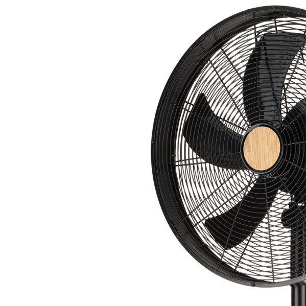 Ventilador De Pie Falcon Negro/haya 3vel.50w.5aspas Oscilante Y Rotatorio Regx45x37cm