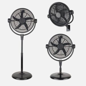 Ventilador Pie 3x1 Aifos Negro 3vel 90w 5aspas Rotacion manual Suelo/pared/sobremesa Orientable Regx61x61cm