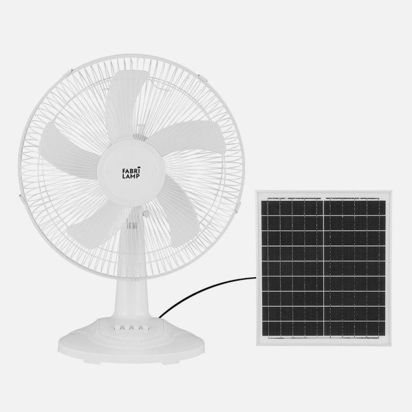 Ventilador DC Sobremesa Solar Abanico Blanco 20w 3velocidades 5 Asp.blancas 63x43x30,5cm 4,20m De Cable
