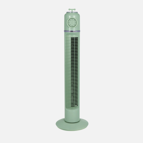 Ventilador Torre Huracan Verde 45w 3velocidades Temporizador Fijo Y Rotatorio 75x22x22cm