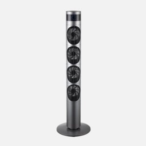 Ventilador Torre Mombuey Gris 3vel 25w 4ventiladores Dc Fijo Y Rotatorio,orientable,temporizador12h 117x34x34cm